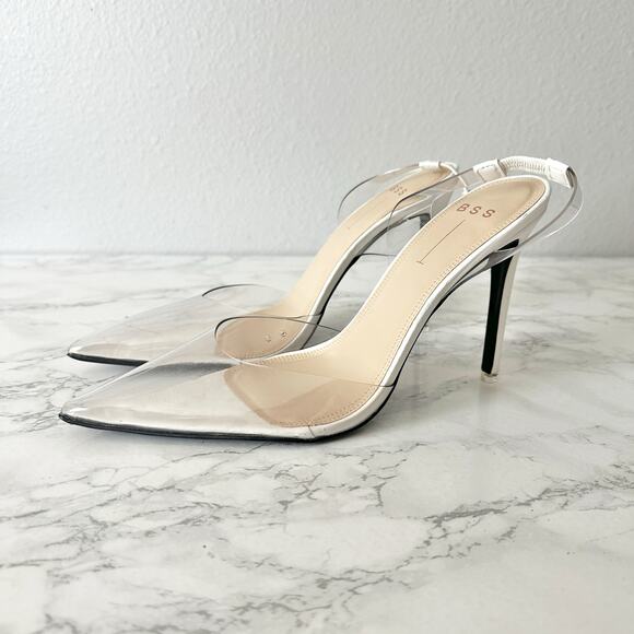 BSS Millie Transparent Clear White Stiletto Slingback Heels Women’s EU Size 40 - Picture 1 of 12